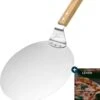 Kitchenz Pelle à Pizza Acier Inoxydable - Pelle à Pizza Pour BBQ - Manche Bois - 25,5 CM
