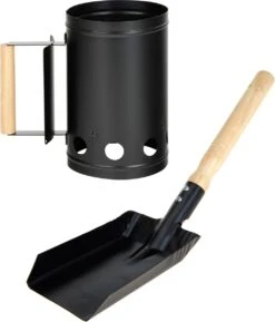 BBQ/ Barbecue Briquettes Démarreur Avec Manche En Bois Noir 27 Cm - Avec Pelle à Charbon Noir 37 Cm