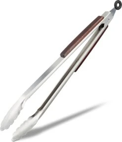 Relaxdays Pinces De Cuisine En Acier Inoxydable - Pinces à Barbecue - Manche En Bois - Pinces à Servir - Pinces à Grillades - 38 Cm