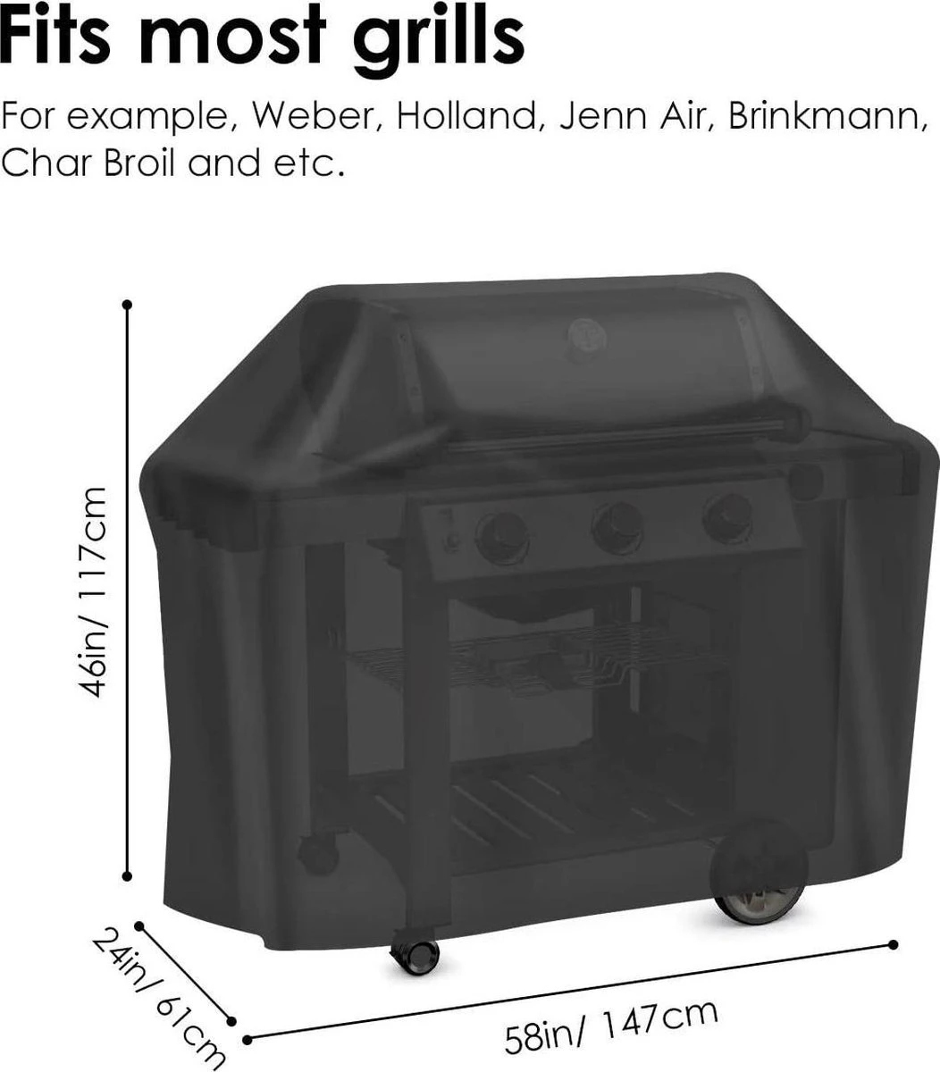 Housse De Grille Grille À Gaz Housse De Barbecue Housse De BBQ Étanche Housse De Protection Capot Grill Bâche Pour Weber Brinkmann Char Broil Holland Jenn Air (147x61x117cm) - Zwart 1 Housse De Grille Grille À Gaz Housse De Barbecue Housse De BBQ Étanche Housse De Protection Capot Grill Bâche Pour Weber Brinkmann Char Broil Holland Jenn Air (147x61x117cm) - Zwart