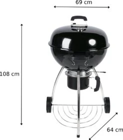 NATERIAL - Barbecue à Charbon PHOENIX BETA - 8 Personnes - Ø 57 Cm - H. 108 Cm - Acier émaillé - Zwart - Barbecue Boule -Grill Feu Maison 1053x1200