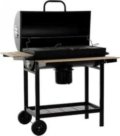 BaseCore® - Barbecue - Charbon De Bois Bbq - BBQ - Avec Roues Robustes - Forme Cylindrique - Haute Qualité - Avec Couvercle, Base Et Tables D'Appoint - Groot Surface De Grille - Acier Zwart
