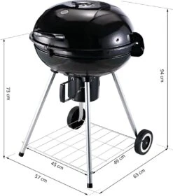 Outsunny Gril Chariot Charbon De Bois Pique-nique Gril Barbecue Avec Récupérateur De Cendres Métal Rond 846-021 -Grill Feu Maison 1060x1200