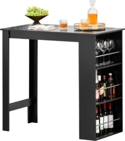 HOMCOM Table De Bar, Bureau, Table De Cuisine Avec 3 étagères, Aggloméré Noir 835-390 -Grill Feu Maison 1063x1200 2