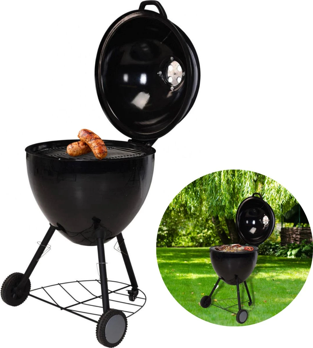 BBQ à Charbon De Bois Cheqo® Luxe XXL - Ø 56,5 Cm - Surface De La Grille 49 Cm - Grille De Ventilation En Acier Inoxydable - Hauteur 97 Cm - Poids 14,6 Kg - Mobile - Barbecue 1 BBQ à Charbon De Bois Cheqo® Luxe XXL - Ø 56,5 Cm - Surface De La Grille 49 Cm - Grille De Ventilation En Acier Inoxydable - Hauteur 97 Cm - Poids 14,6 Kg - Mobile - Barbecue