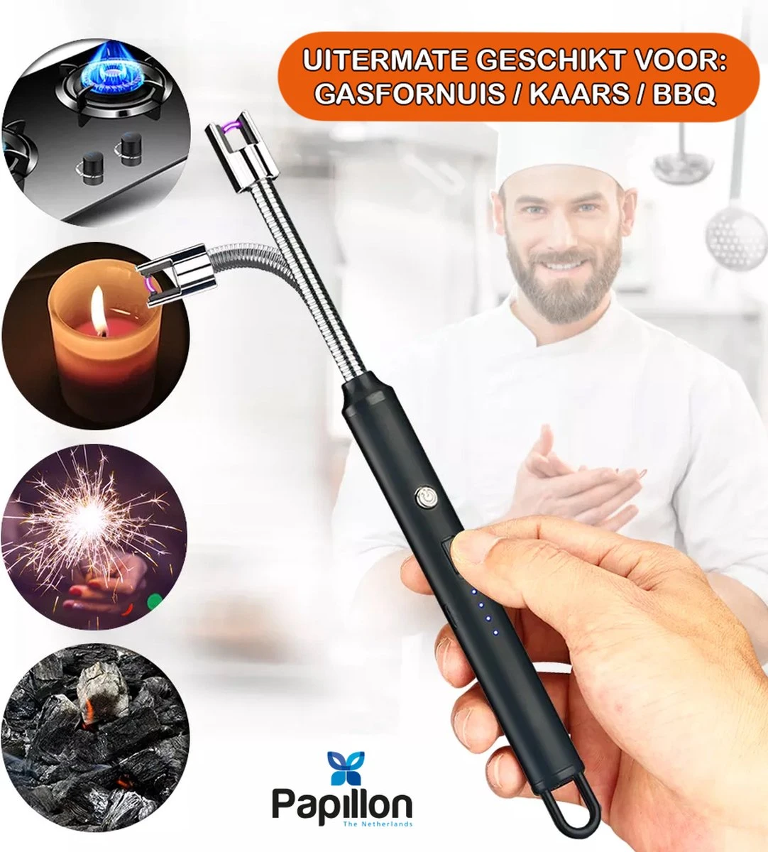 Papillon - Briquet électrique Long - Rechargeable Par USB - Briquet Flexible - Cuisinière à Gaz - Bougies - BBQ - Blauw 6 Papillon - Briquet électrique Long - Rechargeable Par USB - Briquet Flexible - Cuisinière à Gaz - Bougies - BBQ - Blauw – Image 6