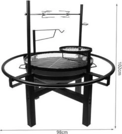 5-in-1 Jardin Grill Avec Rôtissoire - BBQ Rôtisserie - Barbecue Multi Rotisserie - BBQ 5 En 1 - BBQ, Grill, Cheminée, Spit, Pot Grate - Barbecue Rôtisserie - Barbecue Rôtisserie - 120x98 -Grill Feu Maison 1094x1200 1