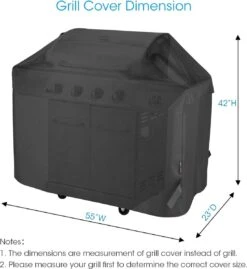 LAUWG - Housse De BBQ 55 Pouces, Housse De Gril à Gaz étanche Et Résistante à La Décoloration Et Aux UV, Compatible Avec Les Barbecues Weber Char Broil Outback, Noir (140 X 58 X 107 Cm) -Grill Feu Maison 1100x1200 1