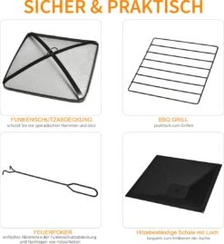 Outsunny 3-en-1 Brasero Brasero Avec Grille De Protection Contre Les étincelles Barbecue De Jardin Noir 842-170 -Grill Feu Maison 1103x1200 2