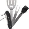 Outil Multifonction Pour BBQ Navaris 5 En 1 - Ensemble Barbecue Pliable - Fourchette, Spatule, Brosse En Silicone, Tire-bouchon, Décapsuleur - Acier Inoxydable