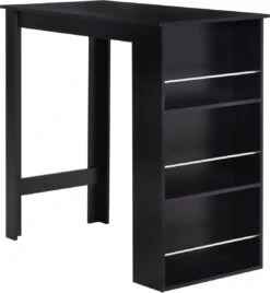 HOMCOM Table De Bar, Bureau, Table De Cuisine Avec 3 étagères, Aggloméré Noir 835-390 -Grill Feu Maison 1105x1200 6