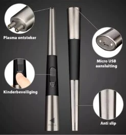 Briquet électrique Long Rechargeable - Briquet Plasma Durable - Briquet De Luxe - Comprend Un Emballage Cadeau - BBQ - Bougies - Grijs -Grill Feu Maison 1123x1200 1