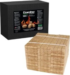 Emballage Samba Combi - 384 Allume-feu Dans Un Carton Extérieur Et 2 Kg. Laine De Bois Copeaux De Briquet -Grill Feu Maison 1123x1200