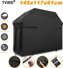 Housses De Barbecue TVIRD - Housse De BBQ - 210D - Protection UV Coupe-Vent Imperméable - 145*61*117cm - Avec Sac De Rangement Et Poignée - Zwart -Grill Feu Maison 1124x1200 2