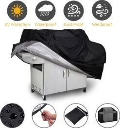 Housses De Barbecue TVIRD - Housse De BBQ - 210D - Protection UV Coupe-Vent Imperméable - 145*61*117cm - Avec Sac De Rangement Et Poignée - Zwart -Grill Feu Maison 1133x1200 3