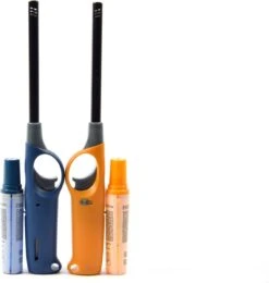 Briquet à Gaz Avec Recharge 2X Jaune Et Blauw - Rechargeable Briquet Rechargeable - Protection Enfants - Réglage De La Flamme - Indicateur De Carburant -