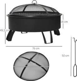 Bol à Feu D'extérieur Outsunny Avec Grille De Cuisson Avec Couvercle Feu Poker Jardin Feu De Camp Patio 842-177 -Grill Feu Maison 1142x1200