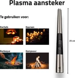 Briquet électrique Long Rechargeable - Briquet Plasma Durable - Briquet De Luxe - Comprend Un Emballage Cadeau - BBQ - Bougies - Grijs -Grill Feu Maison 1150x1200 3