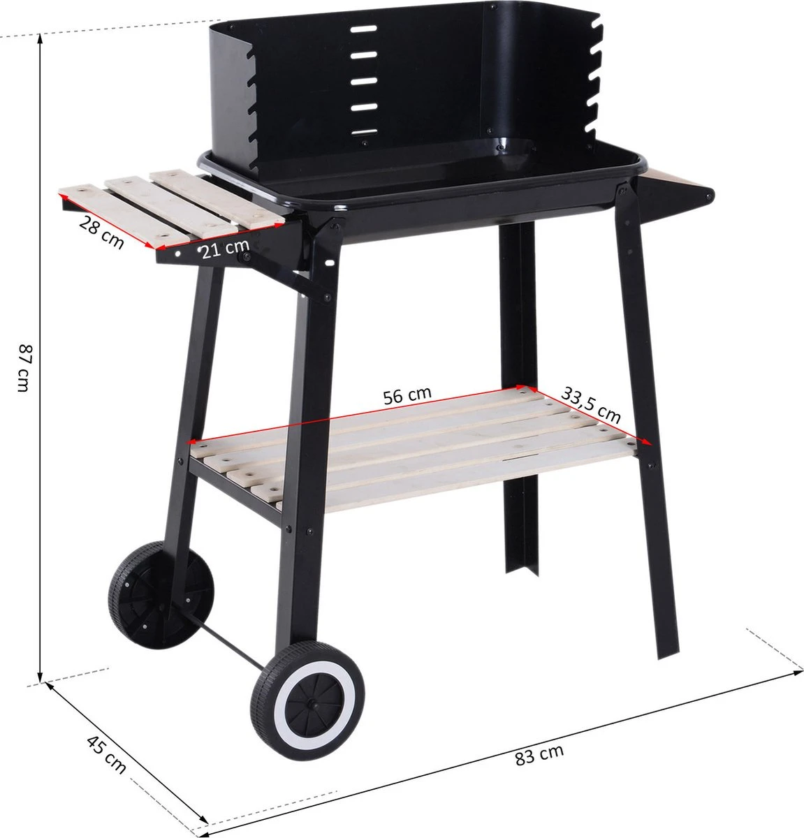 Station De Grillades Sur Chariot Outsunny Barbecue Autoportant Avec Pare-vent 2 X étagère Réglable En Hauteur 846-032 15 Station De Grillades Sur Chariot Outsunny Barbecue Autoportant Avec Pare-vent 2 X étagère Réglable En Hauteur 846-032 – Image 15