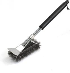 Brosse Pour Barbecue Work Plus Avec Grattoir En Acier Inoxydable 435 X 70 X 170 Mm