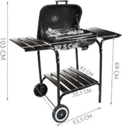 Grand BBQ à Charbon De Bois Mobile Avec Couvercle - Set D' Accessoires De Vêtements Pour Bébé Pour Outils Inclus - Acier - Zwart -Grill Feu Maison 1158x1200