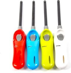 Briquet Avec Protection Enfant 4 Pièces Dans Le Colis - Briquet Barbecue - Paquet De 2x Briquets BBQ Rechargeables| Une Qualité |Protection Enfant/Sécurité Enfant |2x Rouge| 26 Cm