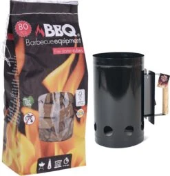 BBQ/ Barbecue Briquettes Démarreur Noir Avec 80x Allume-feu