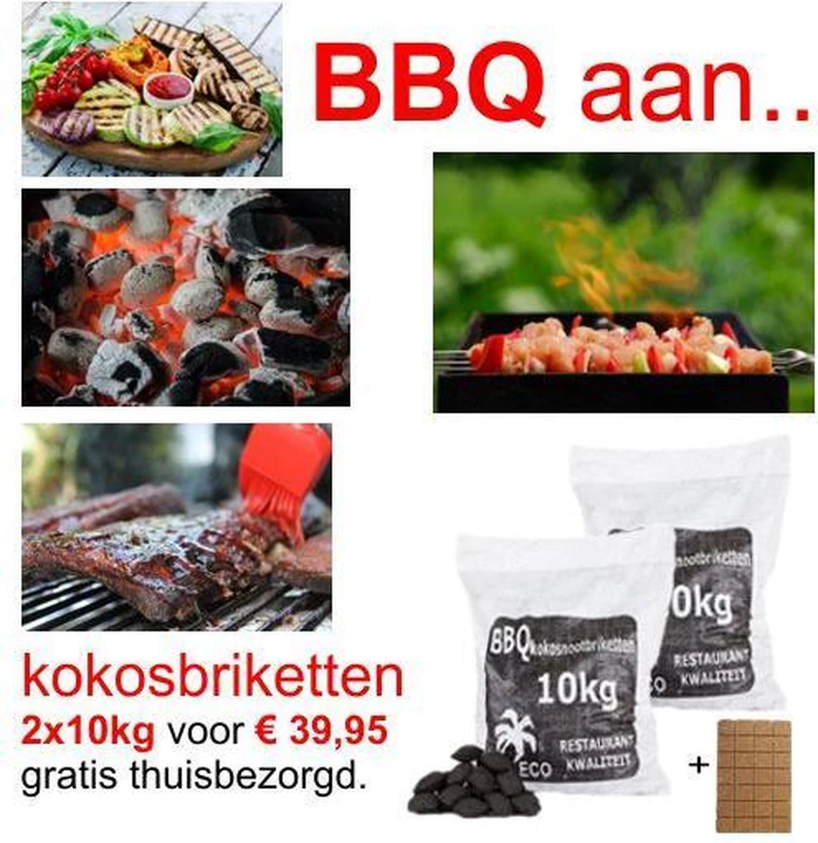 Briquettes De Noix De Coco 2x10kg + Allume-feu Gratuits / Briquettes De Noix De Coco / Briquettes De Noix De Coco Prodica Holland 2 Briquettes De Noix De Coco 2x10kg + Allume-feu Gratuits / Briquettes De Noix De Coco / Briquettes De Noix De Coco Prodica Holland – Image 2