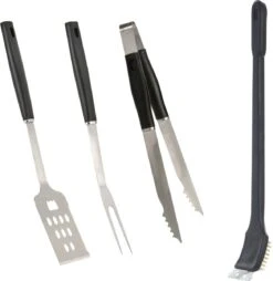 Ensemble D'outils Pour BBQ/ Barbecue 4 Pièces En Acier Inoxydable Avec Brosse De Nettoyage - Pinces - Fourchette - Spatule