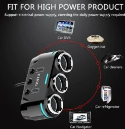 Répartiteur D'allume-cigare Yantu Avec éclairage LED 12V/24V - 3x Entrée Allume-cigare - 2x USB -Grill Feu Maison 1168x1200 7