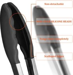 Pinces De Cuisine En Acier Inoxydable De Premium , Poignée Antiadhésive Et Résistante à La Chaleur, Pinces En Siliconen Pour Cuisiner, Servir, Barbecue, Buffet, Salade, Crème Glacée, Four -Grill Feu Maison 1171x1200 3