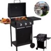 Barbecue à Gaz Cheqo® Avec Brûleurs - BQQ - 106 X 53 X H102 Cm - Mobile De Cuisine D'extérieur - 2 Tables D'appoint - Thermomètre - Métal Enduit De Poudre - 14,7 Kg - Sans Tuyau Ni Régulateur De Pression - Titre Par Défaut