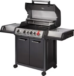 Barbecue à Gaz Enders Monroe Black Pro 4 IK Turbo - Surface De Cuisson 74 × 43 Cm - 41 Kg - Allumage Piezo - Dimensions 153,5 × 58 × 118,5 Cm - Amovible -Grill Feu Maison 1172x1200 2