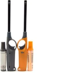 Briquet à Gaz Avec Recharge 2X Jaune Et Gris - RechargeableBriquet Rechargeable - Protection Enfants - Réglage De La Flamme - Indicateur De Carburant -