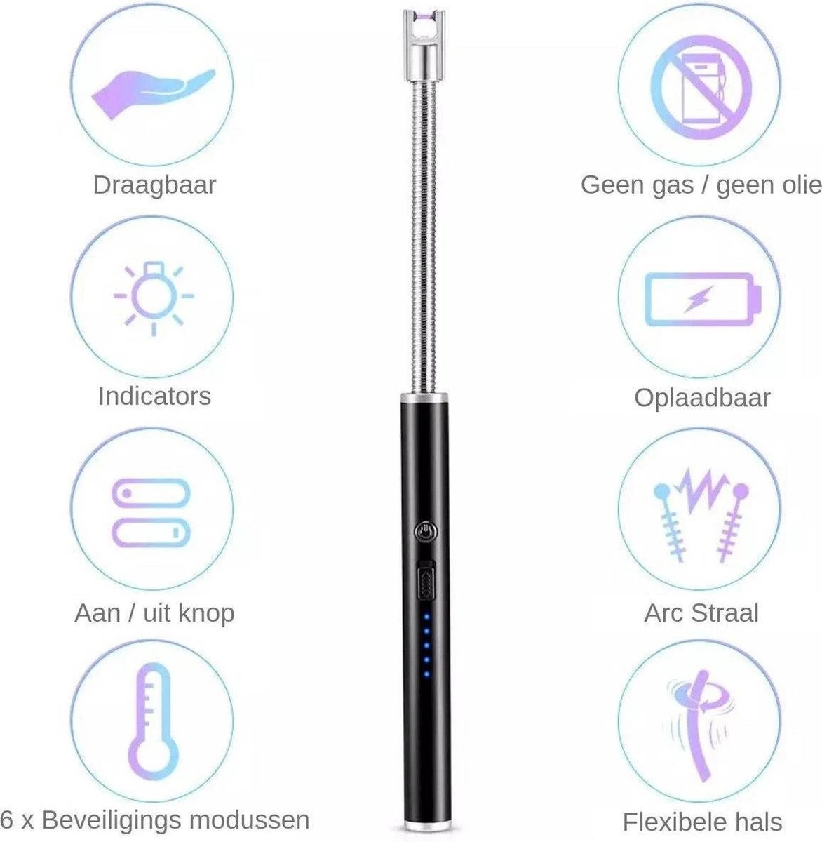 Briquet BBQ Rechargeable Avec Câble Usb - Briquet électrique De Cuisine - Briquet Flexible - Blauw 7 Briquet BBQ Rechargeable Avec Câble Usb - Briquet électrique De Cuisine - Briquet Flexible - Blauw – Image 7