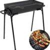 Barbecue à Charbon Cheqo® - Barbecue à Charbon De Bois - BBQ - Demi-cylindre - 88x50xH72cm - Surface De Gril 60x29cm - Revêtement En Poudre Zwart - 6600g - Titre Par Défaut