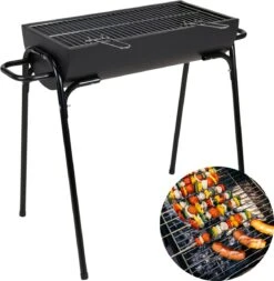 Barbecue à Charbon Cheqo® - Barbecue à Charbon De Bois - BBQ - Demi-cylindre - 88x50xH72cm - Surface De Gril 60x29cm - Revêtement En Poudre Zwart - 6600g - Titre Par Défaut
