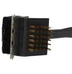 Brosse De Nettoyage Pour Barbecue En Acier Trempé - Or Noir - 27x7x7cm | Outils De Barbecue | Brosse 2 En 1 Pour Poncer Et Essuyer
