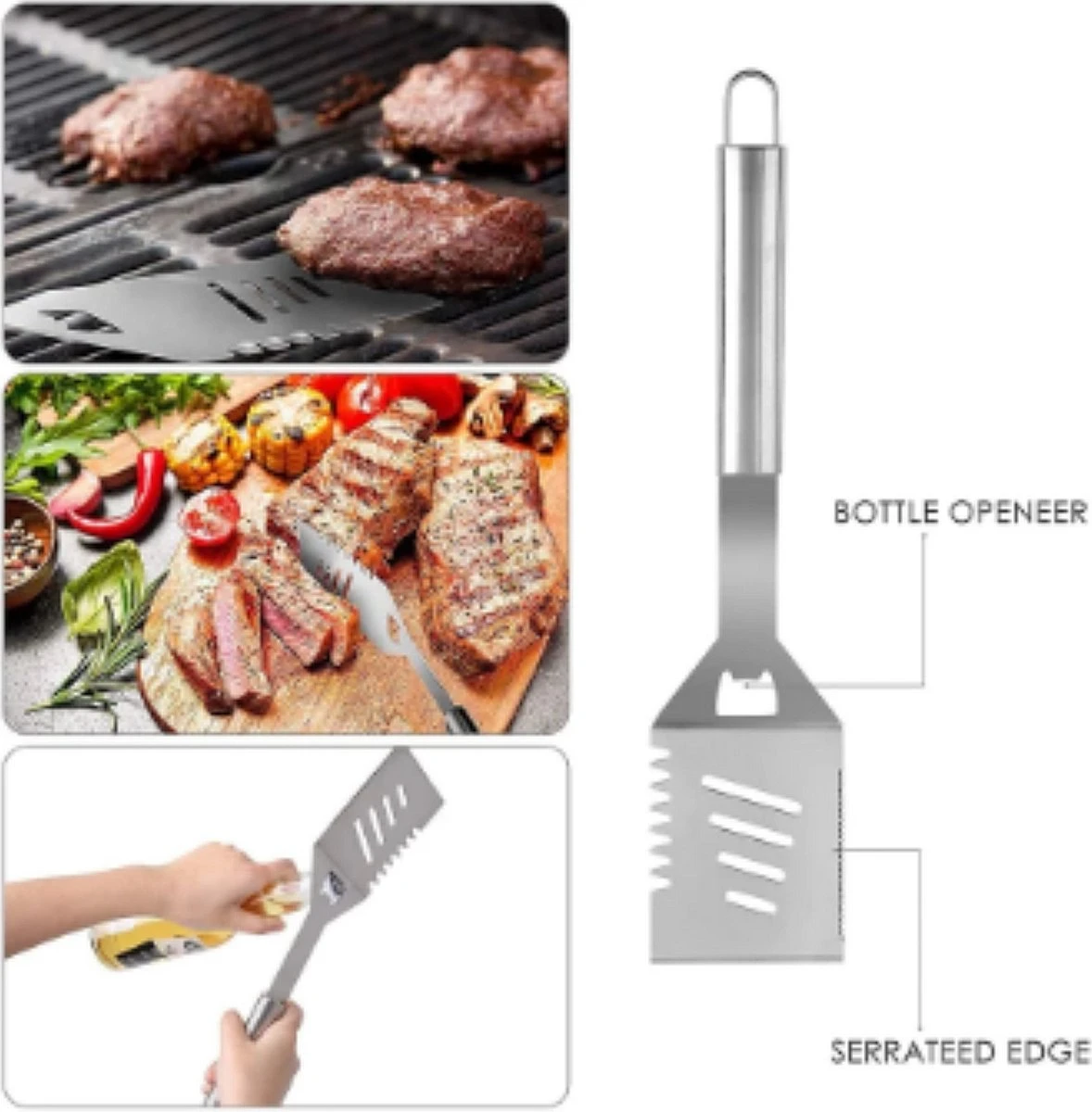 Beautiful BBQ Set Inox Long BBQ Pinces - Fourchette - Pinces à Viande - Top Produit 4 Beautiful BBQ Set Inox Long BBQ Pinces - Fourchette - Pinces à Viande - Top Produit – Image 4