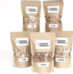 Paquet Rabais Snippers De Bois De Fumée - Pommier, Beuk, Chêne, Hickory & Cerisier - 2,5 KG - Paquet De Bois De Fumée