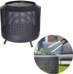 Cheqo® Brasero 2 En 1 Avec Grille De BBQ - Barbecue - Cheminée De Terrasse - Poêle à Bois - Cheminée De Jardin - Chauffage De Terrasse - Brasero - Zwart - Grille Compris - 51 Cm De Haut - 50 Cm De Diamètre
