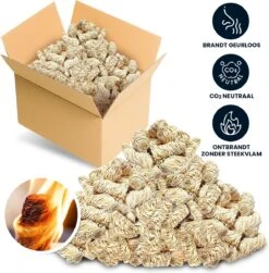 Allume-feu 3kg | Entrée Barbecue | Entrée De Charbon De Bois | Allume-feu Cheminée Ou Barbecue - Allume-feu - Allume-feu Laine De Bois Barbecue | Curls Ou Wokkels | Bois D'allumage