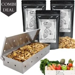 Whimsical - Artisan Medium - Boîte à Fumer - 3 Types De Copeaux De Fumée - Bois à Fumer Pour Fumer à Chaud - Chêne - Hêtre - Aulne - 6 Litres