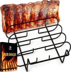 Support De Côtes De Rechange Pour Fumeur - Rack De Côtes Pour BBQ à Gaz Ou à Charbon De Bois - Support De Côtes De Rechange Antiadhésif Pour Barbecue Et Grillades - Pour 5 Côtes Bébé - Zwart