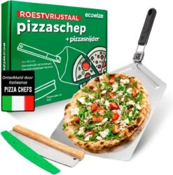 Ecowize Pour BBQ Et Four - Spatule à Pizza Carrée En Acier Inoxydable 30cm Avec Poignée Pliable - Avec Coupe-pizza Extra Professionnel