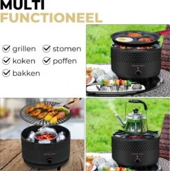 Ozocozy BBQ-ONE Barbecue De Table à Charbon - Ø30 Cm - Zwart - Incl. Sac De Transport, Brosse à Pâtisserie En Silicone Et Pince à Barbecue En Acier Inoxydable - Cadeau De La Vaderdag -Grill Feu Maison 1193x1200 4