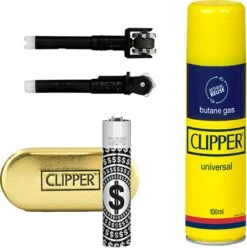 Deal Clipper Classic Large Métal "Dollar Silver" + 1 X Clipper Gas 100ml + 2 X Flint Systems