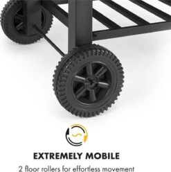 Klarstein à Charbon Klarstein Meat Machine 45 X 32,5 Cm, Thermomètre, Roues, Deux Tables D'appoint Pratiques En Bois De 25 X 19 Cm, Noir -Grill Feu Maison 1195x1200