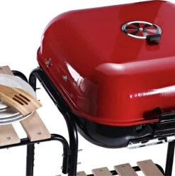 Outsunny Charcoal Grill Grill Chariot Station De Gril Gril Sur Pied Gril Avec Protection Contre Le Vent 3x étagère 846-043 -Grill Feu Maison 1196x1200 5
