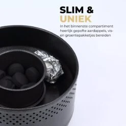 Ozocozy BBQ-ONE Barbecue De Table à Charbon - Ø30 Cm - Zwart - Incl. Sac De Transport, Brosse à Pâtisserie En Silicone Et Pince à Barbecue En Acier Inoxydable - Cadeau De La Vaderdag -Grill Feu Maison 1197x1200 4